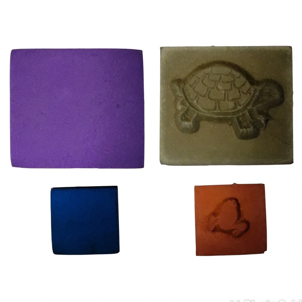 VTG Foam Rubber Stamp Lot 9 Pc Carousel Horse Wolf Lobster‎ Snake Clouds Turtle
